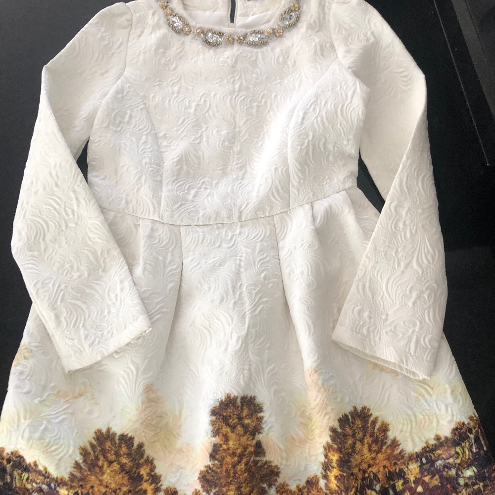 Lined  Spring Summer brocade/ Tapestry Vintage style dress